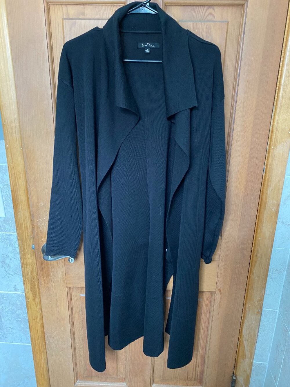 Love, Tave Black Long Open Collared Lightweight Jacket Women’s Size M
